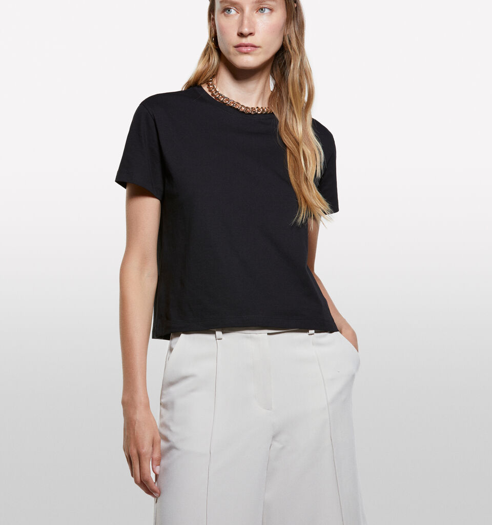 Black boxy fit t-shirt - women's short sleeve t-shirts - Black | Sisley image number 3